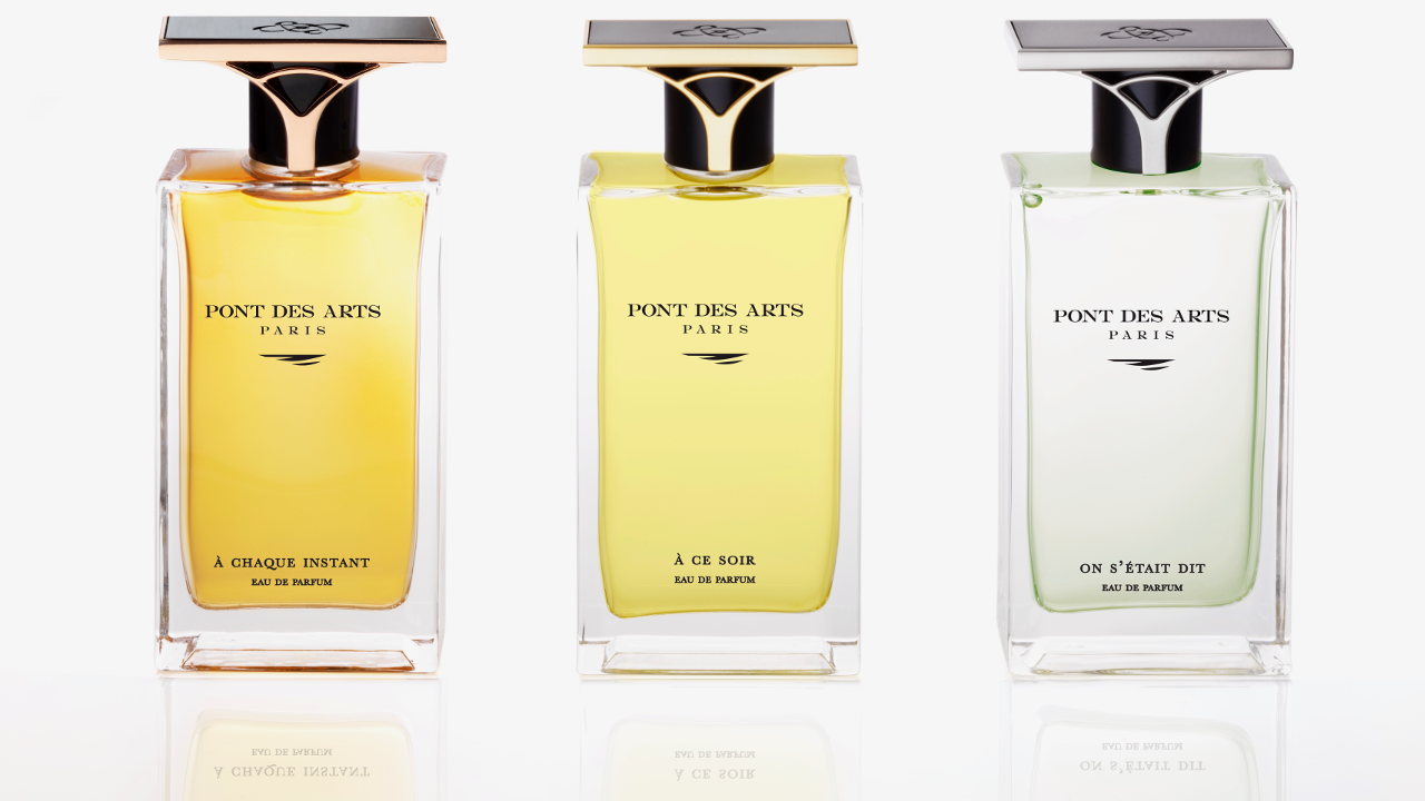 The collection of designer perfumes  Pont des Arts Paris